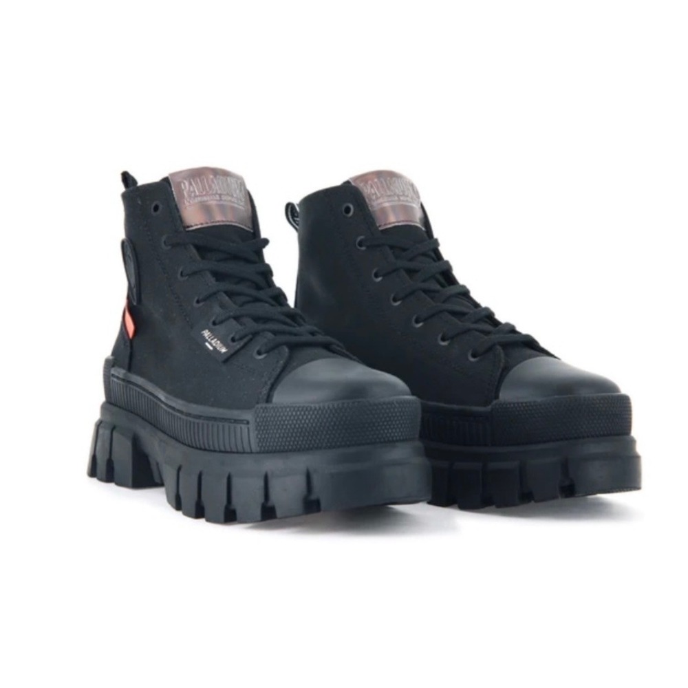 Palladium Revolt Hi TX Canvas Platform Chunky Lug Sole Boots Black 7